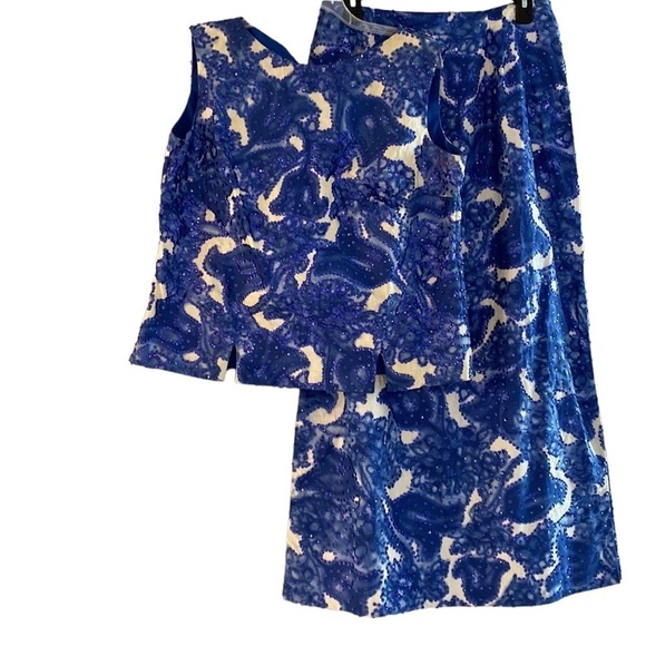 Gorgeous 2 piece dress blue ivory with sequins from a boutique in Saint Thomas M - Picture 1 of 15